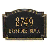 Whitehall Williamsburg Standard Wall 2-Line Personalized Address Plaque - Black/Gold