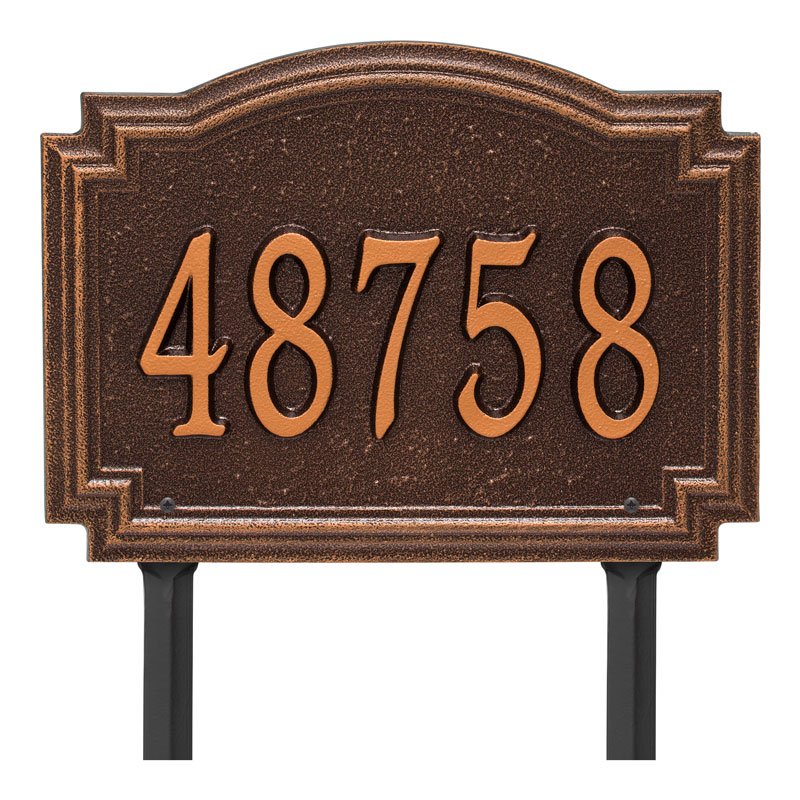 Whitehall Williamsburg Standard Lawn 1-Line Personalized Address Plaque - Antique Copper