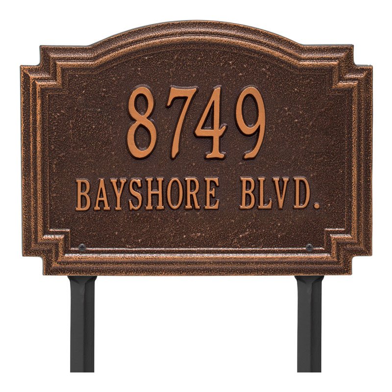 Whitehall Williamsburg Standard Lawn 2-Line Personalized Address Plaque - Antique Copper