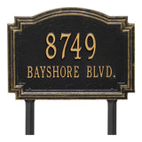 Whitehall Williamsburg Standard Lawn 2-Line Personalized Address Plaque - Black/Gold