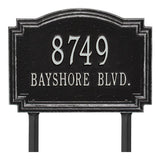 Whitehall Williamsburg Standard Lawn 2-Line Personalized Address Plaque - Black/Silver