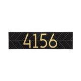 Whitehall Modern Herringbone Horizontal Standard Wall 1-Line Personalized Address Plaque - Black/Gold