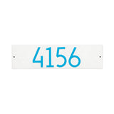Whitehall Modern Herringbone Horizontal Standard Wall 1-Line Personalized Address Plaque - White/Aruba Blue