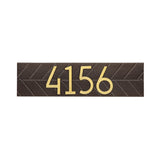 Whitehall Modern Herringbone Horizontal Standard Wall 1-Line Personalized Address Plaque - Dark Bronze/Gold