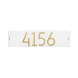 Whitehall Modern Herringbone Horizontal Standard Wall 1-Line Personalized Address Plaque - White/Gold