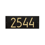 Whitehall Mid-Century Modern Rectangle Standard Wall 1-Line Personalized Address Plaque - Black/Gold