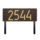 Whitehall Mid-Century Modern Rectangle Standard Lawn 1-Line Personalized Address Plaque - Aged Bronze/Gold