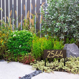 Whitehall Mid-Century Modern Rectangle Standard Lawn 1-Line Personalized Address Plaque - lifestyle