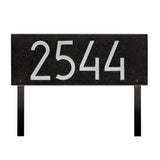 Whitehall Mid-Century Modern Rectangle Standard Lawn 1-Line Personalized Address Plaque - Black/Silver