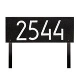 Whitehall Mid-Century Modern Rectangle Standard Lawn 1-Line Personalized Address Plaque - Black/White