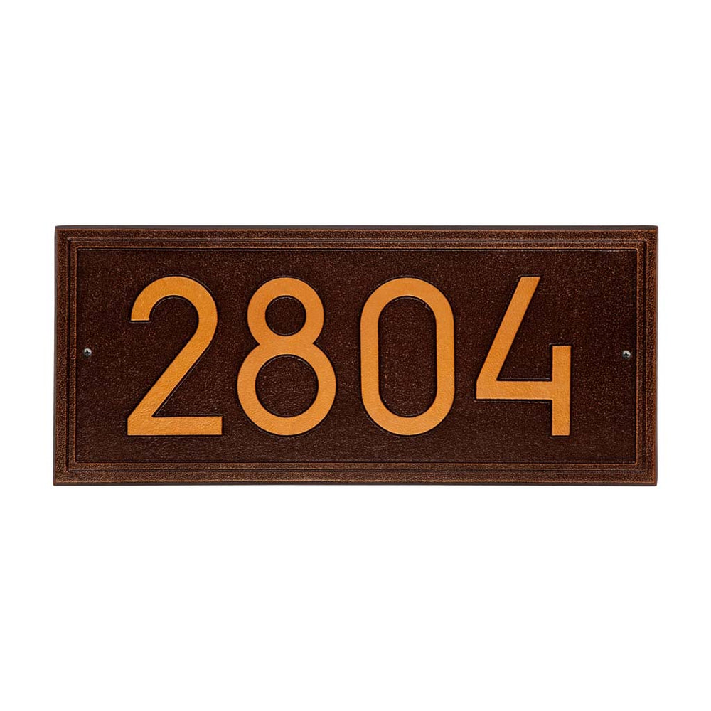 Whitehall Double Line Modern Font Rectangle Estate Wall 1-Line Personalized Address Plaque - Antique Copper