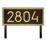 Whitehall Double Line Modern Font Rectangle Estate Lawn 1-Line Personalized Address Plaque - Aged Bronze/Gold
