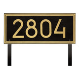 Whitehall Double Line Modern Font Rectangle Estate Lawn 1-Line Personalized Address Plaque - Black/Gold