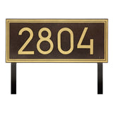 Whitehall Double Line Modern Font Rectangle Estate Lawn 1-Line Personalized Address Plaque - Dark Bronze/Gold