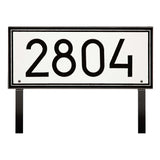 Whitehall Double Line Modern Font Rectangle Estate Lawn 1-Line Personalized Address Plaque - White/Black