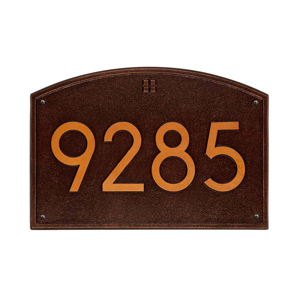 Whitehall Cape Charles Modern Font Estate Wall 1-Line Personalized Address Plaque - Antique Copper