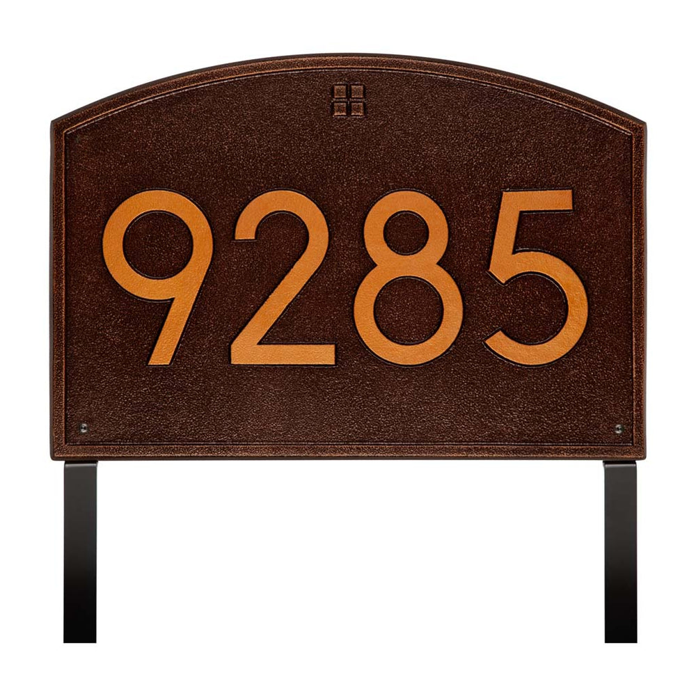 Whitehall Cape Charles Modern Font Estate Lawn 1-Line Personalized Address Plaque - Antique Copper