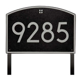 Whitehall Cape Charles Modern Font Estate Lawn 1-Line Personalized Address Plaque - Black/Silver
