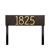 Whitehall Herringbone Horizontal Standard Lawn 1-Line Personalized Address Plaque - Aged Bronze/Gold
