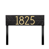 Whitehall Herringbone Horizontal Standard Lawn 1-Line Personalized Address Plaque - Black/Gold