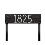 Whitehall Herringbone Horizontal Standard Lawn 1-Line Personalized Address Plaque - Black/Silver