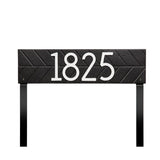 Whitehall Herringbone Horizontal Standard Lawn 1-Line Personalized Address Plaque - Black/White