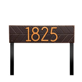 Whitehall Herringbone Horizontal Standard Lawn 1-Line Personalized Address Plaque - Oil-Rubbed Bronze