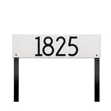 Whitehall Herringbone Horizontal Standard Lawn 1-Line Personalized Address Plaque - White/Black