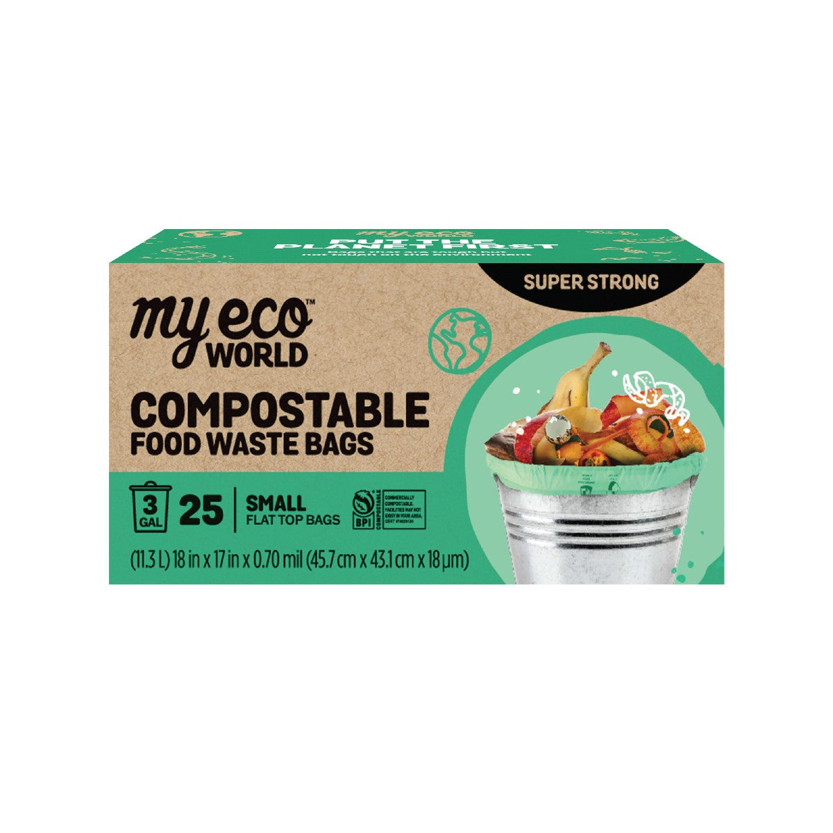 MyEcoWorld® Small 3 Gallon Compostable Food Waste Bags - 1 Box / 25 Count