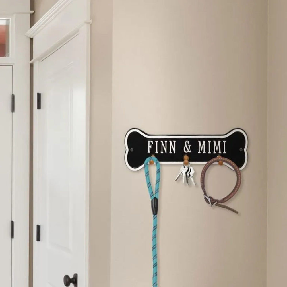 Whitehall Bone Leash Holder Personalized Wall Plaque