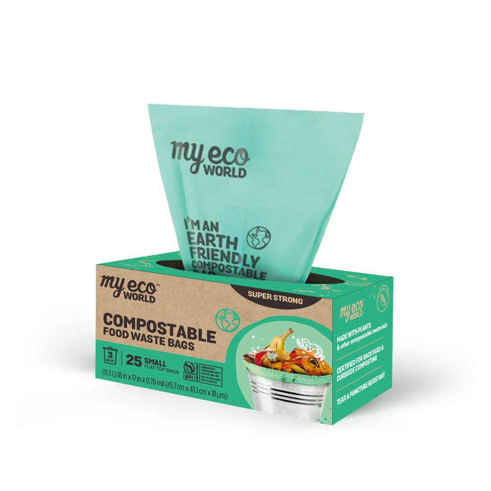 MyEcoWorld® Small 3 Gallon Compostable Food Waste Bags - 1 Box / 25 Count