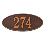 Whitehall Madison Oval Standard Wall 1-Line Personalized Address Plaque - Antique Copper
