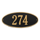 Whitehall Madison Oval Standard Wall 1-Line Personalized Address Plaque - Black/Gold