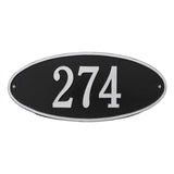 Whitehall Madison Oval Standard Wall 1-Line Personalized Address Plaque - Black/Silver