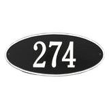 Whitehall Madison Oval Standard Wall 1-Line Personalized Address Plaque - Black/White