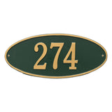 Whitehall Madison Oval Standard Wall 1-Line Personalized Address Plaque - Green/Gold