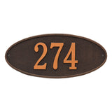 Whitehall Madison Oval Standard Wall 1-Line Personalized Address Plaque - Oil-Rubbed Bronze