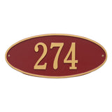 Whitehall Madison Oval Standard Wall 1-Line Personalized Address Plaque - Red/Gold