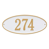 Whitehall Madison Oval Standard Wall 1-Line Personalized Address Plaque - White/Gold