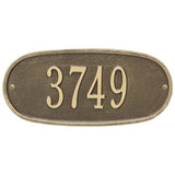 Whitehall Oval Plaque Standard Wall 1-Line Personalized Address Plaque - Antique Brass