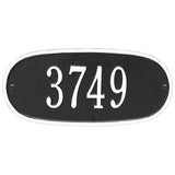 Whitehall Oval Plaque Standard Wall 1-Line Personalized Address Plaque - Black/White