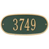 Whitehall Oval Plaque Standard Wall 1-Line Personalized Address Plaque - Green/Gold