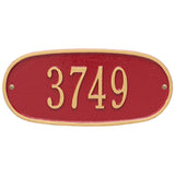 Whitehall Oval Plaque Standard Wall 1-Line Personalized Address Plaque - Red/Gold