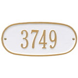 Whitehall Oval Plaque Standard Wall 1-Line Personalized Address Plaque - White/Gold