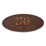 Whitehall Madison Oval Standard Wall 2-Line Personalized Address Plaque - Antique Copper