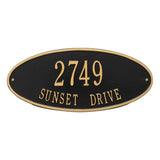 Whitehall Madison Oval Standard Wall 2-Line Personalized Address Plaque - Black/Gold