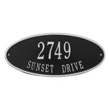 Whitehall Madison Oval Standard Wall 2-Line Personalized Address Plaque - Black/Silver