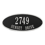 Whitehall Madison Oval Standard Wall 2-Line Personalized Address Plaque - Black/White