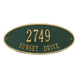Whitehall Madison Oval Standard Wall 2-Line Personalized Address Plaque - Green/Gold