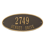 Whitehall Madison Oval Standard Wall 2-Line Personalized Address Plaque - Bronze/Gold